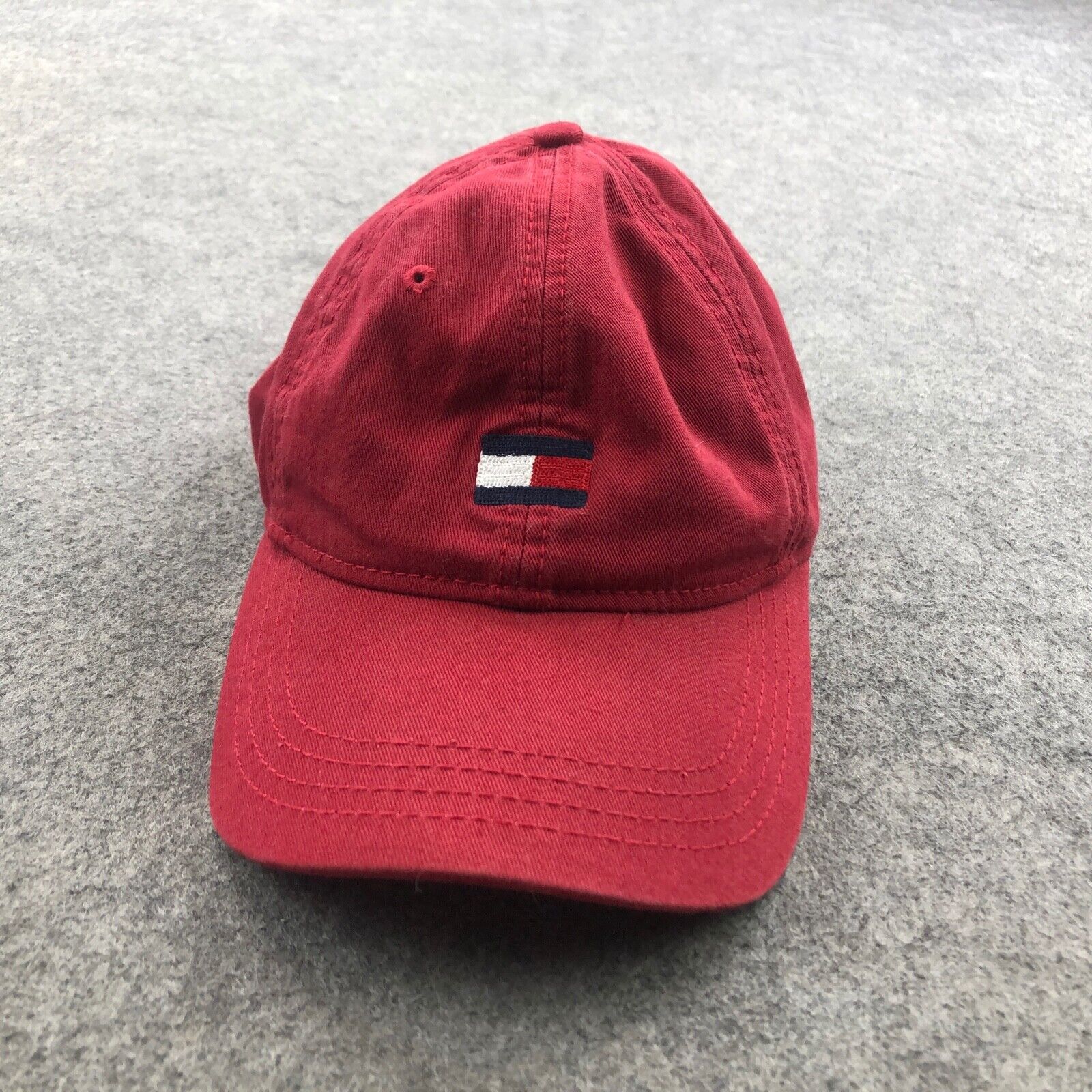 Tommy Hilfiger Hat Cap Adjustable Red Embroidered Preppy Dad Casual Mens