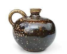 Vintage Studio Pottery Jug Pot with Handle Soda or Salt Fired Pitcher Signed Exc