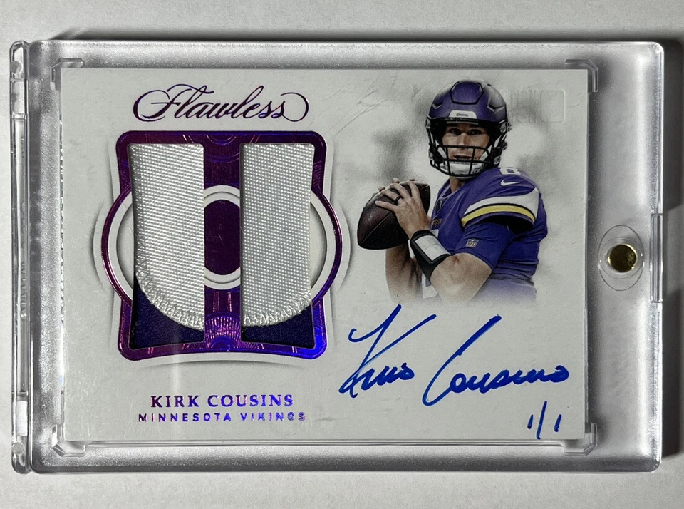 2018 Flawless Kirk Cousins 1/1 Patch Auto on Card - Vikings  SP - Image 3 of 4