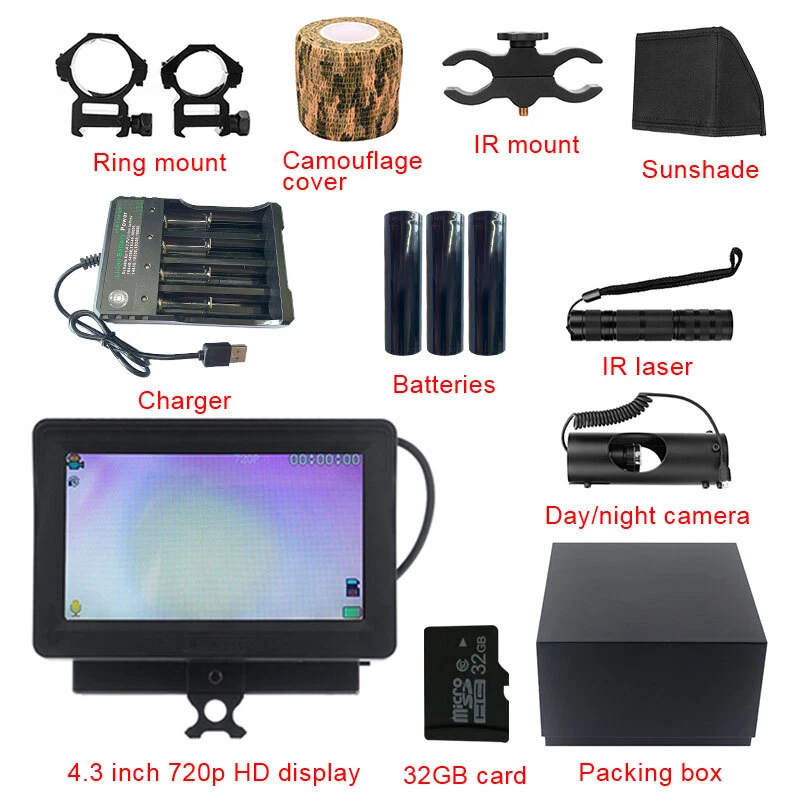 4.3"LCD Screen infrared Night Vision Scope Monitor 400m 850nm Hunting IR Camera - Image 3 of 4