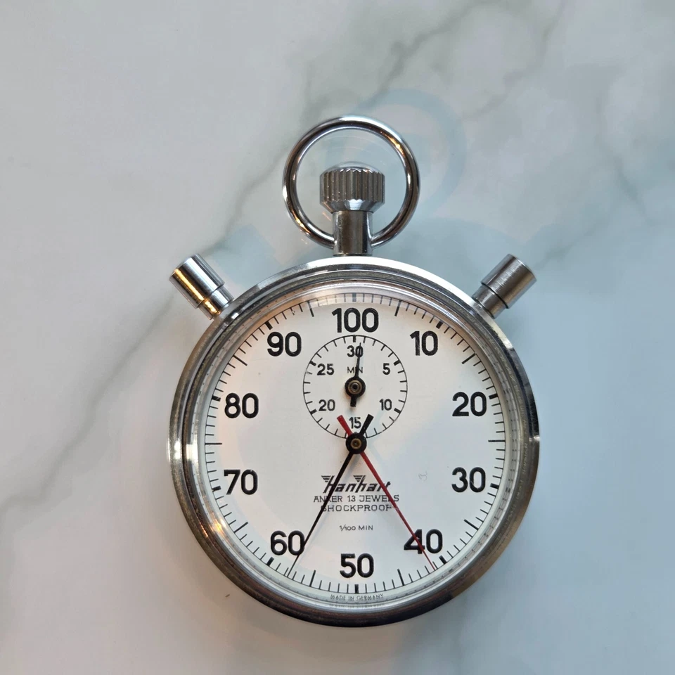 De colección - Raro - Cronómetro HanHart 1/100 seg 30 Min Palanca 13 Joyas, Rally-Cross Foto 3 de 4