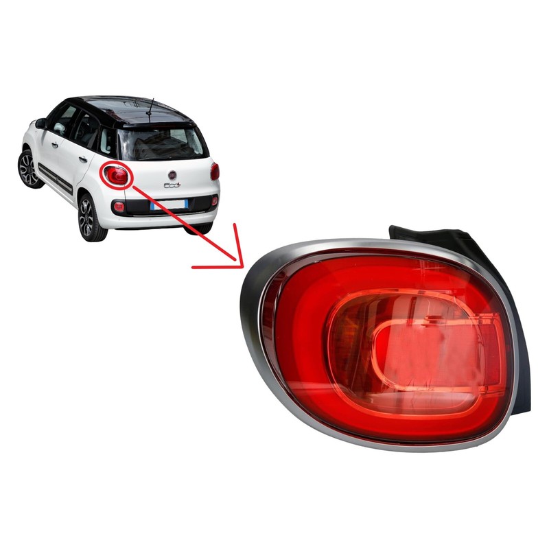 Fanale Fanalino Stop Posteriore Sinistro Sx per Fiat 500L Cornice Cromata Depo - Immagine 1