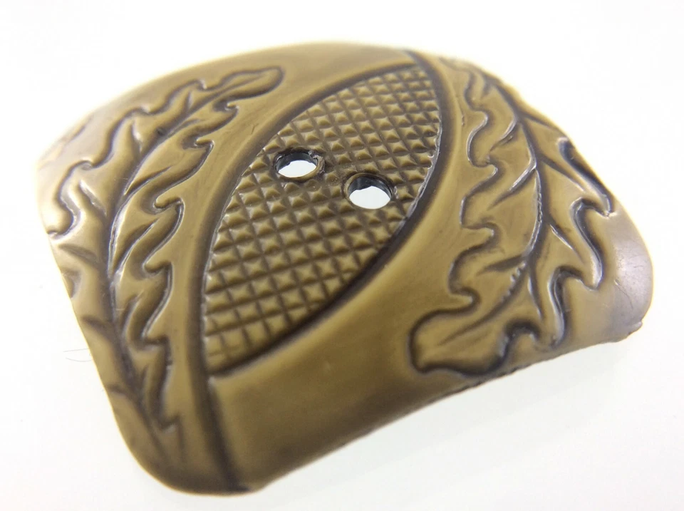 Brown Square Molded Plastic Garment Button 1.1in Etched Pattern 796C - Image 2 of 4