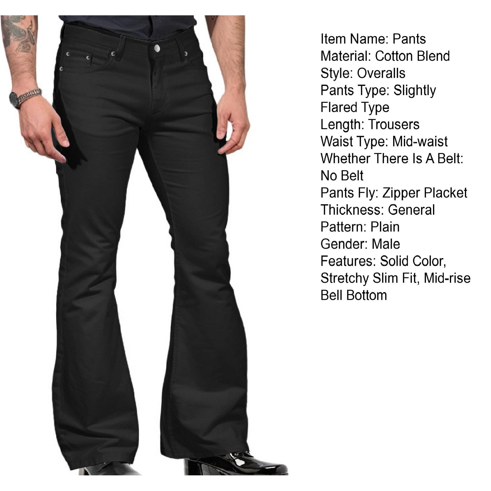 Fashionable Men Flared Pants Flexible Bell Bottom Retro Men's Jeans Vintage eBay