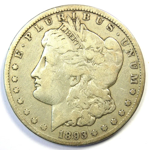 1893-CC Morgan Silver Dollar $1 - Rare Carson City Coin - VF Details