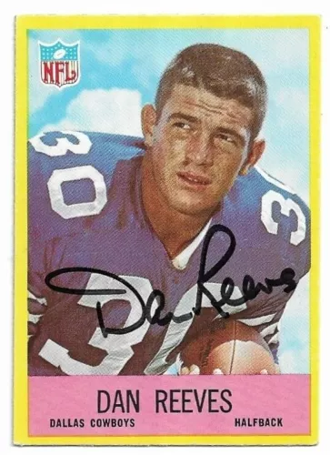 DAN REEVES 1967 Philadelphia Signed Autographed ROOKIE card #58 Dallas Cowboys