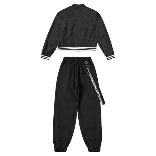 Children Girls Outfit Elastic Waistband Tracksuit Stand Collar Set Metallic - Picture 19 of 36