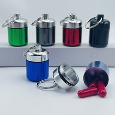 Mini Waterproof Aluminum Alloy Pill Box Case Bottle Holder Container Keychain