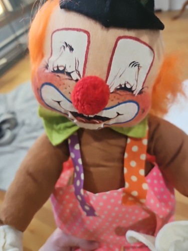 Vintage 1980 Annalee Mobilitee Doll Poseable Creepy Halloween Clown 16" - Picture 4 of 8
