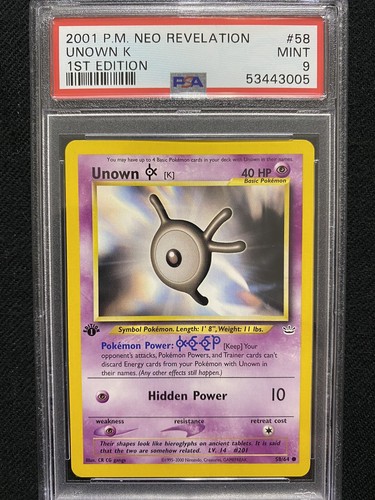 Unown [K] (1st Edition) graded PSA 9 for sale on eBay
