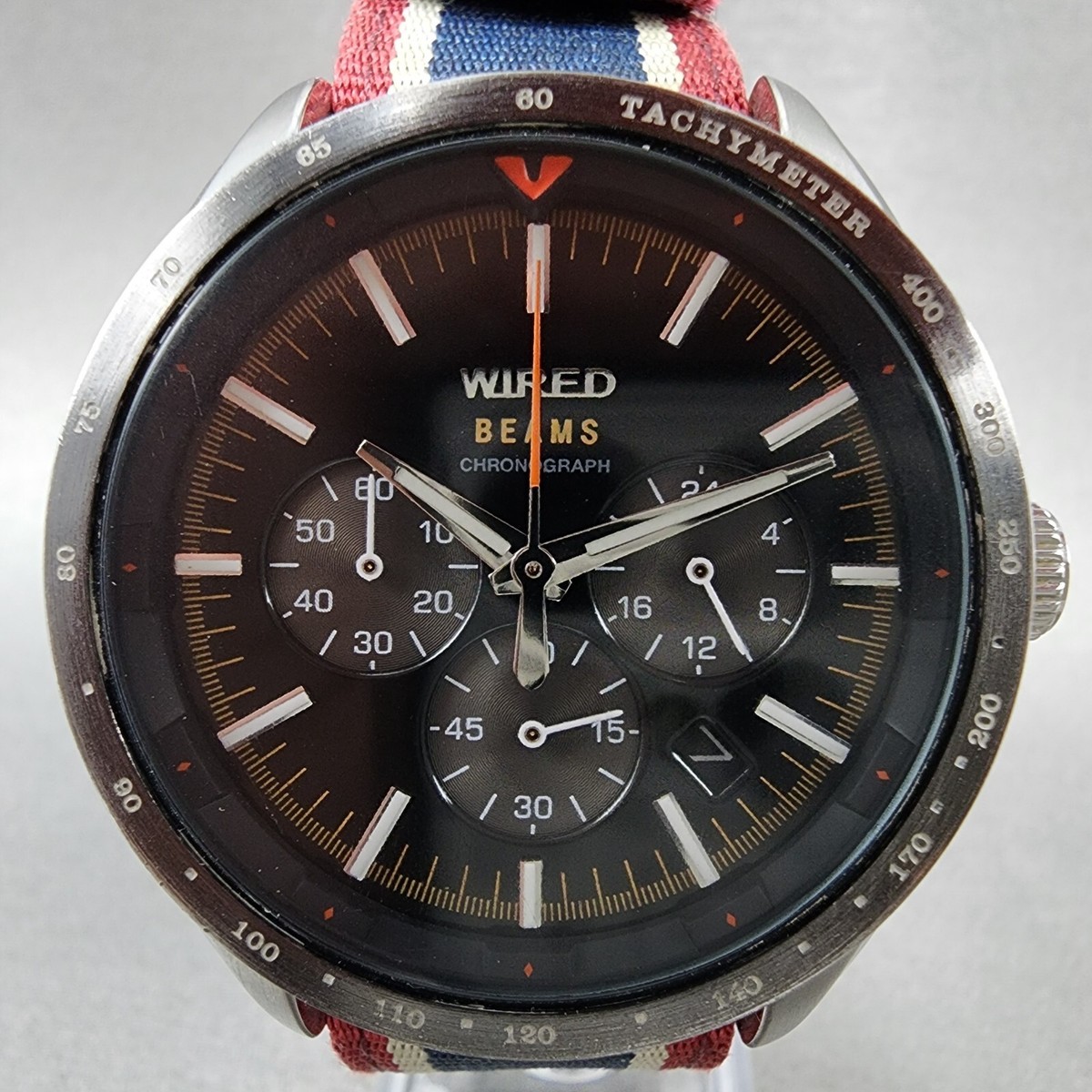 Seiko Wired Chronograph Watch Men 44mm Black Dial Silver Tone VK63