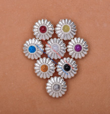 10X Bling Silver Flower Turquoise Conchos For Leather Craft Belt Wallet Decor