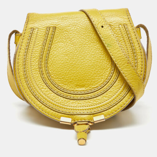Chloe Yellow Leather Small Marcie Crossbody Bag - Picture 1 of 10