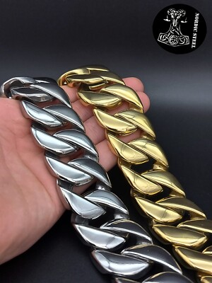 XXXL Panzerkette Stainless Steel Edelstahl 32 mm silber gold Halskette Massiv