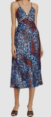 $325 Jonathan Simkhai Women's Blue Eliza Essentials Cut-Out Slipdress Size L