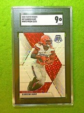 KAREEM HUNT WHITE PRIZM SSP #/25 POP 1/1 SGC 9 GRADED CARD BROWNS SP 2020 Mosaic
