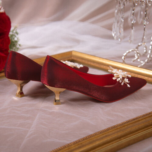 New Bride Wedding Shoes High Heels Fashion Party Elegant Pointed Toe Heels Pumps - Picture 8 of 11
