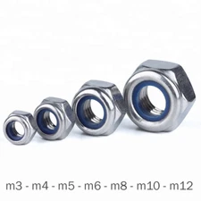 Nylon Insert Hex Lock Nut Steel Zinc Nylock M3 - M4 - M5 -M6 - M8 - M10 - M12