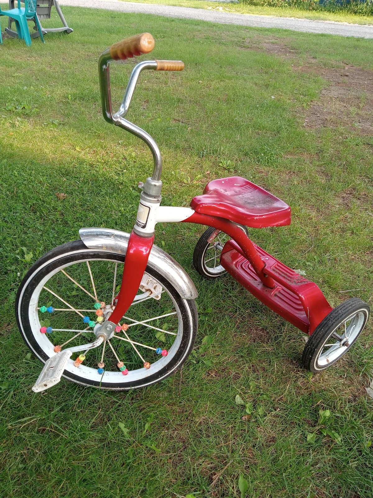 Vintage Red Roadmaster Tricycle Bike Seat 18”, Handlebar Crossbar 24