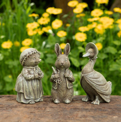 3er Set Peter Rabbit Jemima Mrs Igel Resin Statue | Haus Garten Beatrix Potter