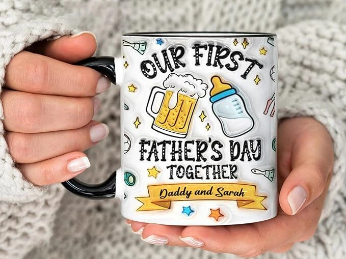 Personalized First Father's Day Accent Mug, New Dad Coffee Cup, Gift for Him