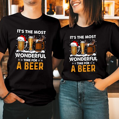 It's The Most Wonderful Time For a Beer Weihnachten T-Shirt Xmas Nikolausmütze T-5355