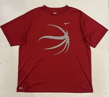 Nike Performance Dri Fit Basketball Shirt Mens 2XL Red Short Sleeve Athletic