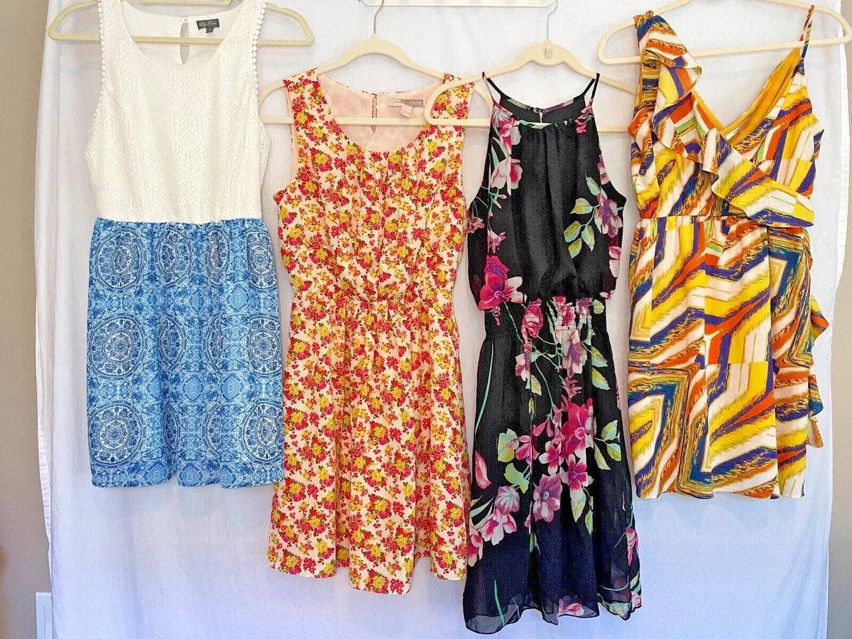 Lot (4) Casual Summer Dresses Sleeveless Floral Women Juniors Size XS Small  S