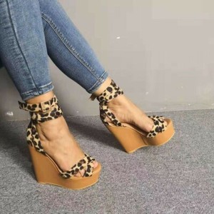 leopard platform wedges