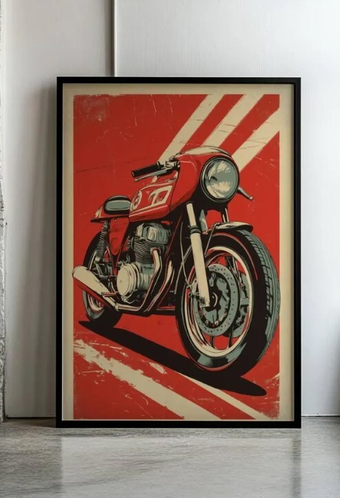 Vintage Cafe Racer Poster Cafe Racer Poster Etsy Nederland