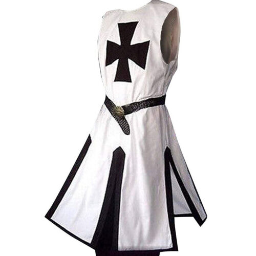 Medieval Crusader Knights Templar Tunic Renaissance Long Cloak Cos Costumes - Picture 4 of 24