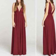 Show Me Your Mumu Ava Maxi Dress in Red Wine Crisp Women's Size XL