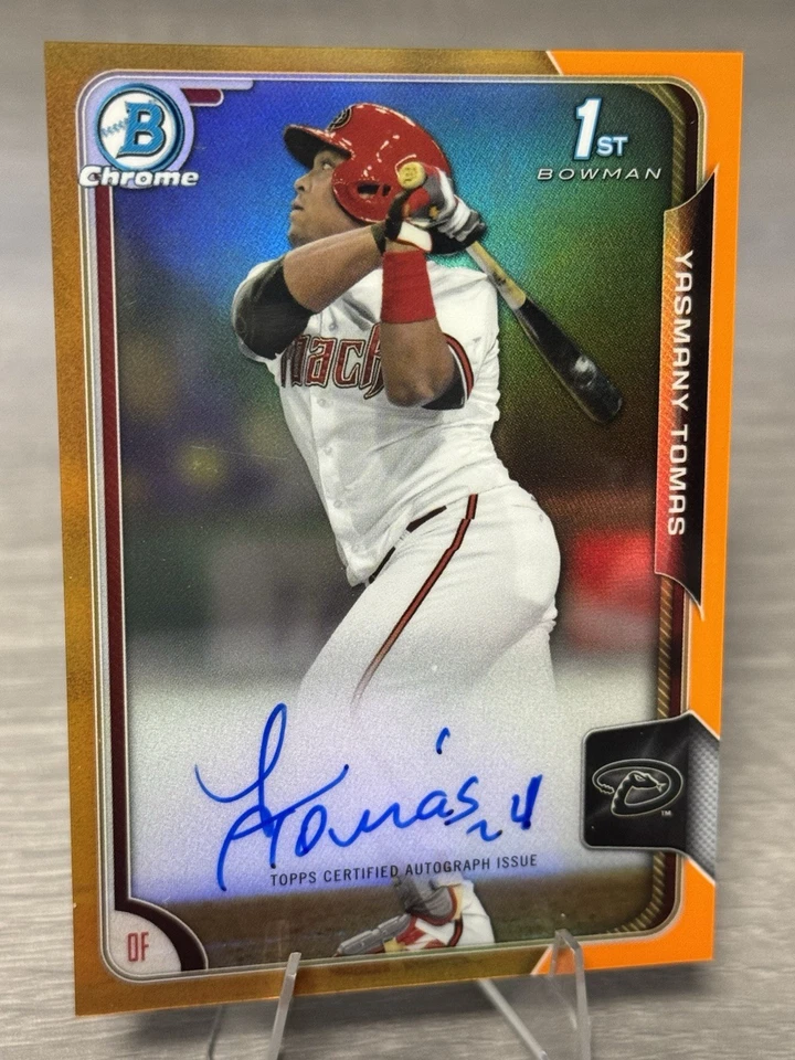 🔥YASMANI TOMAS 2015 Bowman Chrome Orange Refractor Auto 1st RC /25 #DBACKS!!!🔥 — 第 2/4 张图片
