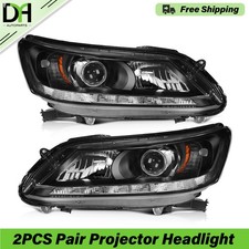 Pair2pcs Led Drl Projector Headlights For Honda Accord Sedan Ex-l V6 2013-2015