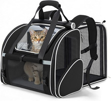 Expandable Cat Backpack Carrier for Cats and Small Dogs up to 18 Lbs, Widened In
