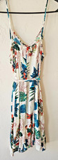 Shein White Floral Tropical Print Midi Dress& Waist Tie - Size Large