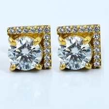 2 Ct Certified Diamond Solitaire Studs, Great Shine  Bling, No Tarrif.