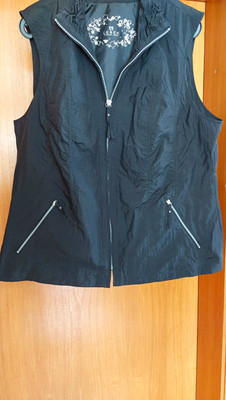  BARBARA Lebek  Damen Weste schwarz Gr. 46 Reißverschluss Taschen