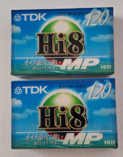 2x TDK Hi8 MP120 P6-120-HMPR Blank Hi8 Video Tapes Sealed Japanese Text Blue