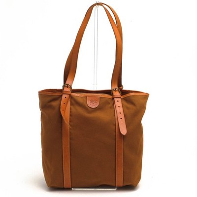 IL BISONTE Men's Tote Bag Handbag Cotton Canvas Leather Brown 32×32cm W/Dustbag