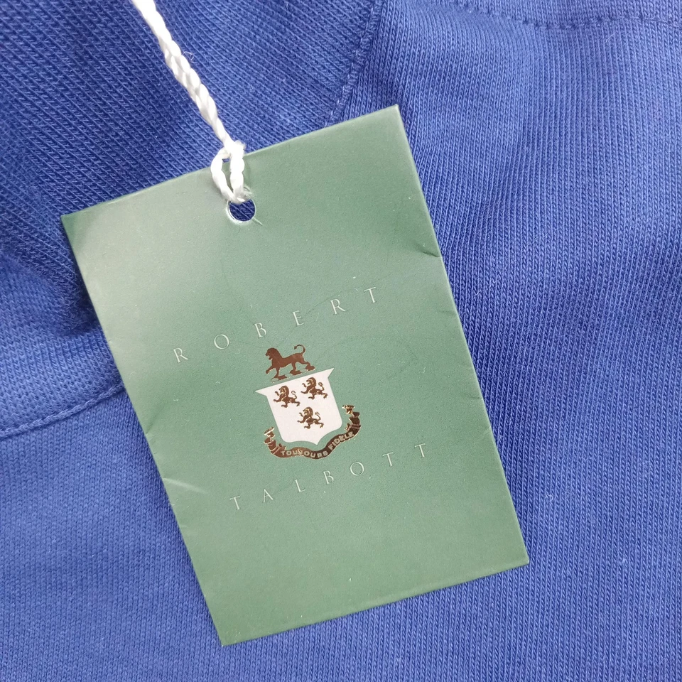 Robert Talbott Sweater Mens Medium Blue Pima Cotton Quarter Zip Knit Pullover - Image 2 of 4