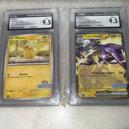 Pikachu 214 and Toxtricity EX 215 (Illustration Contest 2024) CGC 9.5