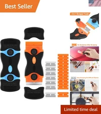 Ergonomic 2-in-1 Razor Blade Scraper Tool Set for Effortless Cleaning, 19 Blades
