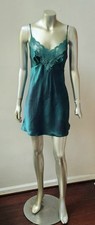 Y2K VICTORIA SECRET SATIN LACE BIAS CUT TRIM APPLIQUE LINGERIE SLIP DRESS sz M