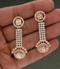 Exquisite CZ and Golden Amber Dangle Earrings