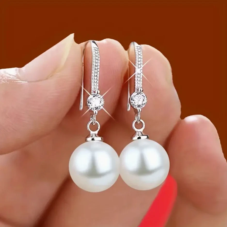 Faux Pearl Drop Earrings Fashion Women Ladies Jewllery Wedding Party Gift UK NEW - Image 4 of 4