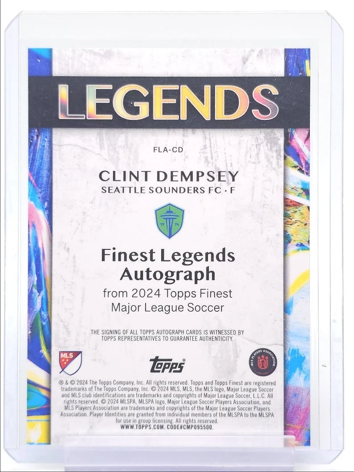 CLINT DEMPSEY 2024 TOPPS FINEST MLS LEGENDS AUTOGRAPH GOLD AUTO /50 Q0902 - Image 2 of 2
