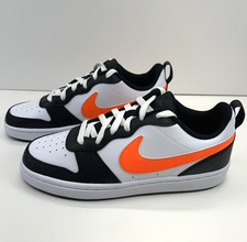NIKE Court Borough Low 2 Shoes Black White Orange Big Kids Sz 6 BQ5448-115 NEW