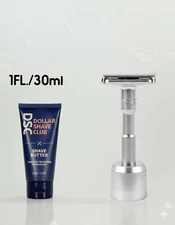 Eternus Adjustable Double Edge Safety Razor Brushed Chrome w Shave Butter 1FL