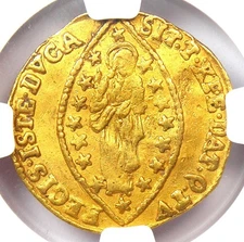 1752-62 Italy Venice Gold Loredano Zecchino 1Z Christ Coin - Certified NGC AU50